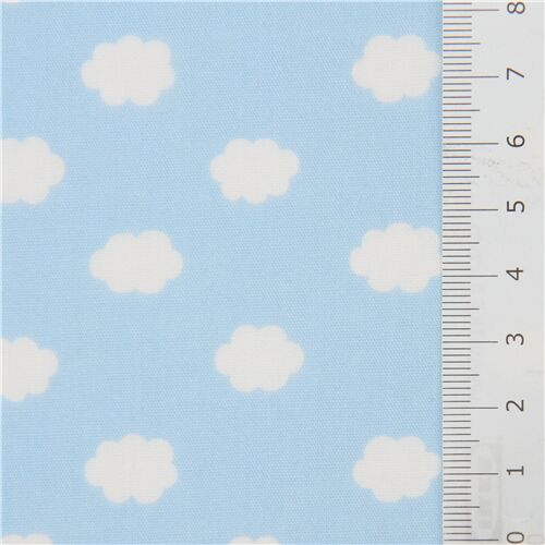 Rimanenza di (50 x 107 cm) - tessuto celeste giapponese popeline nuvolette bianche 2
