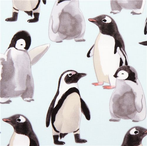 light blue Michael Miller fabric with penguins 1