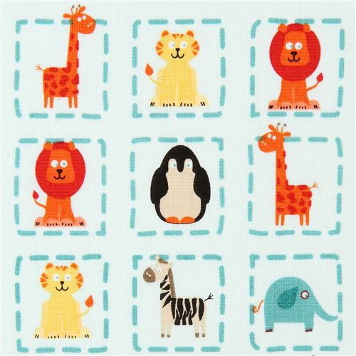 light blue Riley Blake fabric cute zoo animals for boys 1