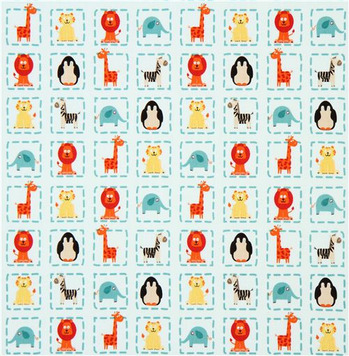 light blue Riley Blake fabric cute zoo animals for boys 2