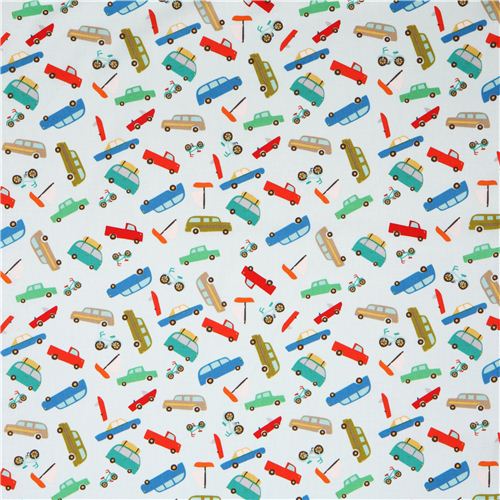 light blue Riley Blake vehicle car fabric Scenic Route 2