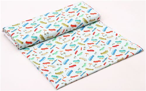 light blue Riley Blake vehicle car fabric Scenic Route 3