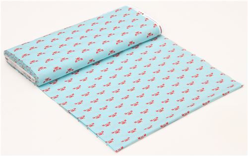 light blue Robert Kaufman cute funny crab fabric 4