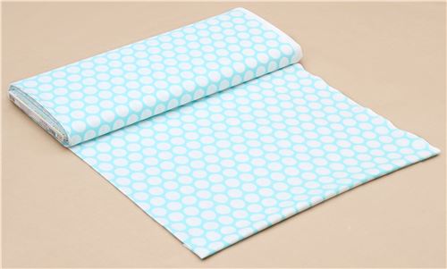 Remnant (22 x 112 cm) - aqua blue Robert Kaufman white dot fabric Spot ...