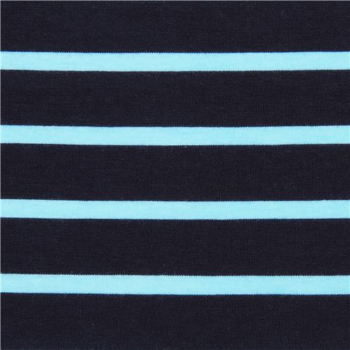 light blue and navy stripe knit fabric Riley Blake - modeS4u