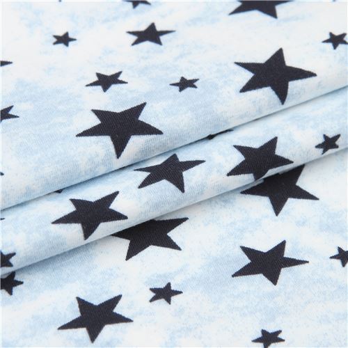 Jersey fabric stars dark blue white