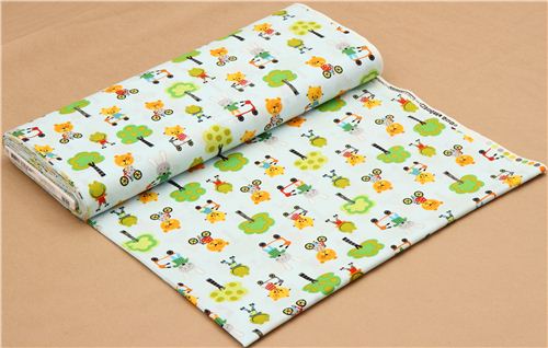 hellblauer Tiere und B�ume Stoff von Robert Kaufman 3