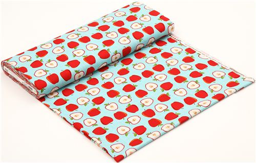 light blue apple fruit fabric by Robert Kaufman from the USA 3