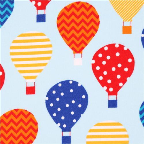 light blue balloon flannel fabric Robert Kaufman Rainbow 1