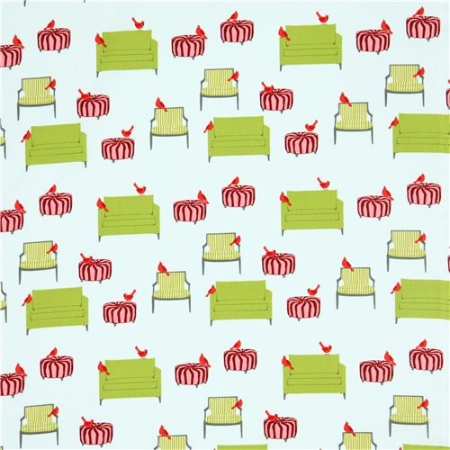 light blue birds furniture fabric par Robert Kaufman 2