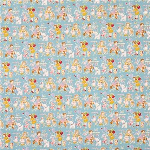 light blue children & animals fabric from Kokka Japan Fabric by Kokka ...