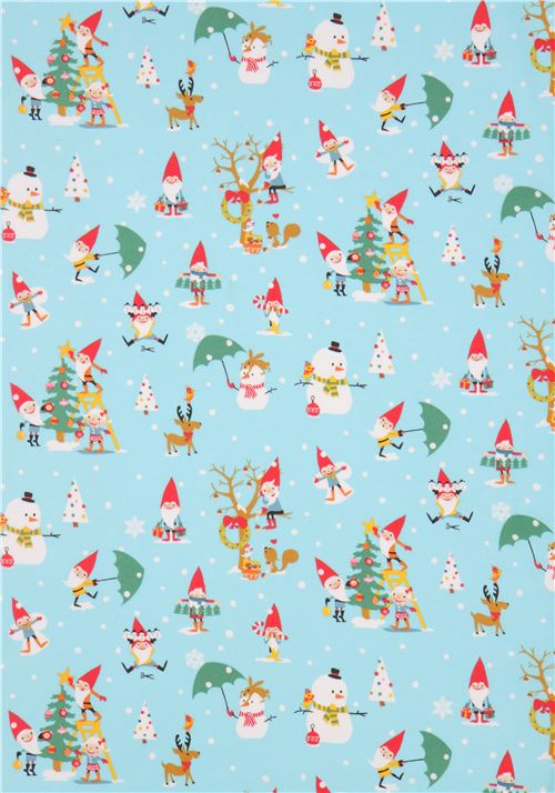 light blue cute gnome snowman Michael Miller flannel fabric from the ...