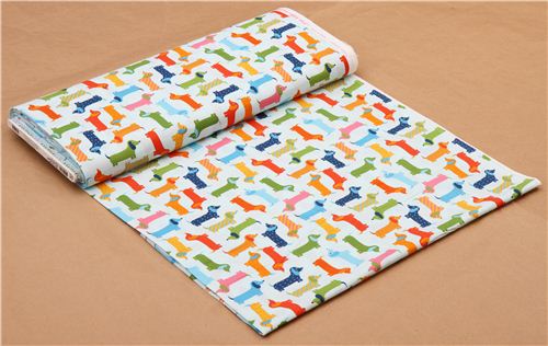 light blue dachshund colorful dog fabric Urban Zoologie by Robert Kaufman USA 3