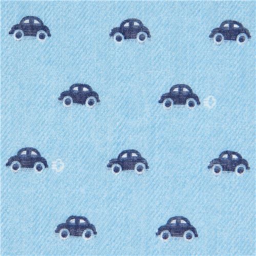 Hellblaue Double-Gauze mit Autos von Cosmo Stoff