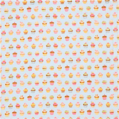 light blue double gauze fabric colorful cupcake from Japan 2