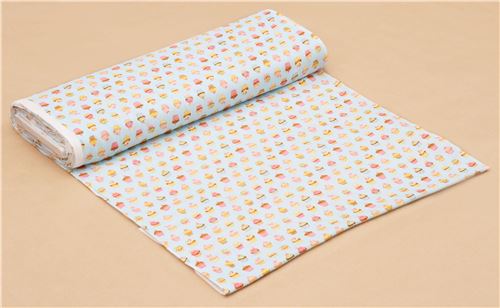 light blue double gauze fabric colorful cupcake from Japan 3