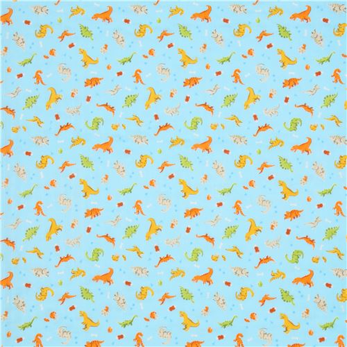 light blue double gauze fabric dinosaur animal from Japan 2