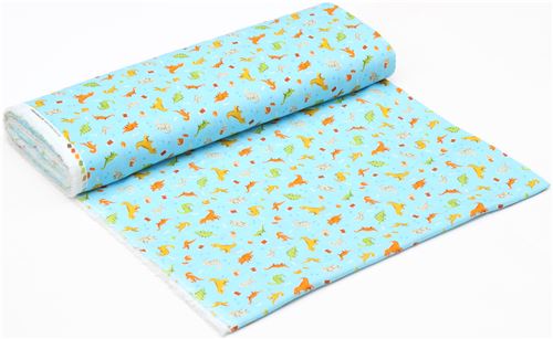 light blue double gauze fabric dinosaur animal from Japan 3