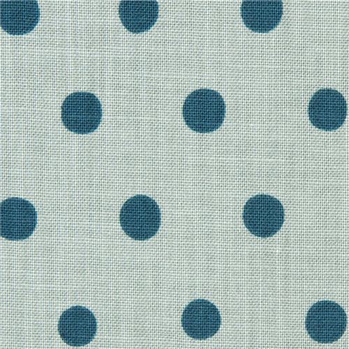 light blue echino canvas fabric with teal polka dots  1