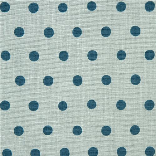light blue echino canvas fabric with teal polka dots  2