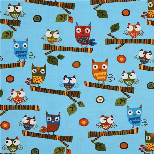 light blue fabric cute owls Robert Kaufman On a Whim 2 2