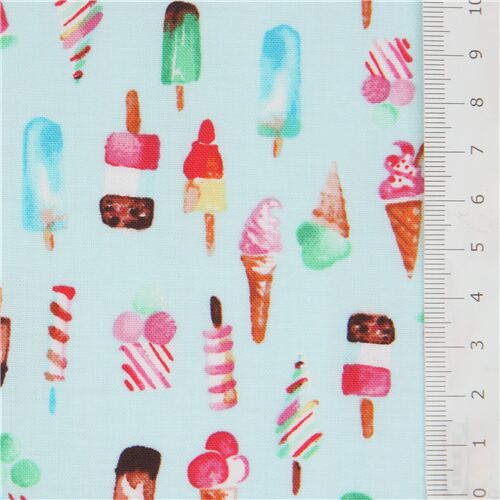 light blue fabric with colorful ice cream and ice pops by Dear Stella ...