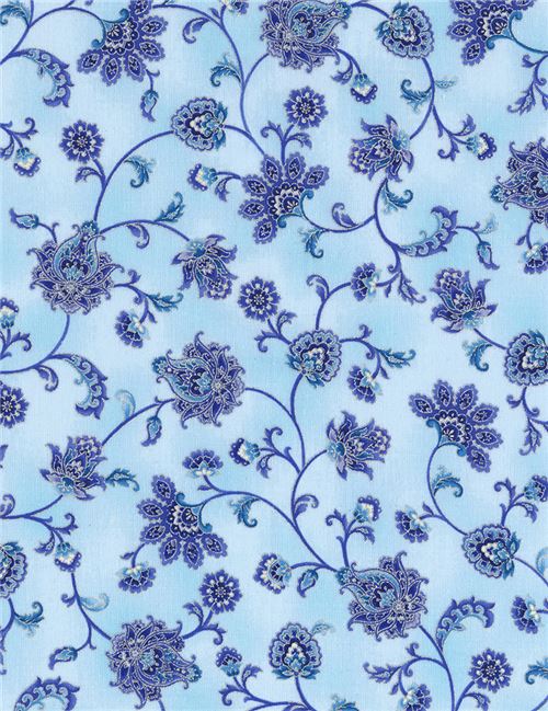 light blue fabric with silver metallic flower fabric by Timeless ...