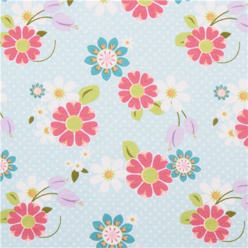 light blue flower 'Dream and a Wish' knit fabric Riley Blake Fabric by ...