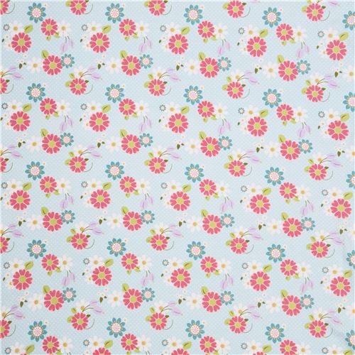 light blue flower 'Dream and a Wish' knit fabric Riley Blake Fabric by ...