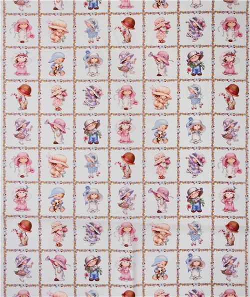 light blue flower children panel fabric Elizabeth's Studio modeS4u