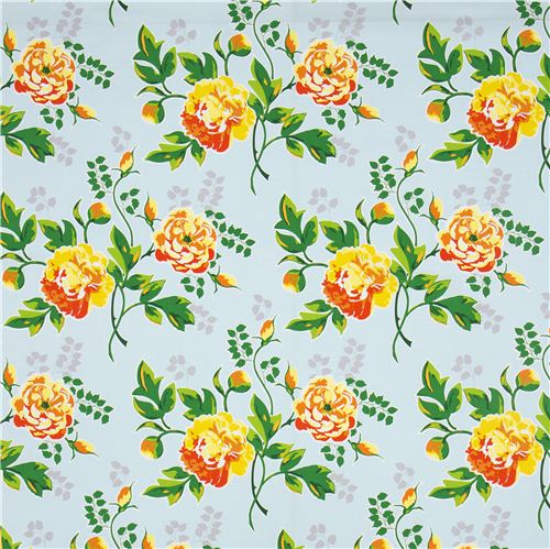 hellblauer Blumen Stoff von Timeless Treasures USA 2