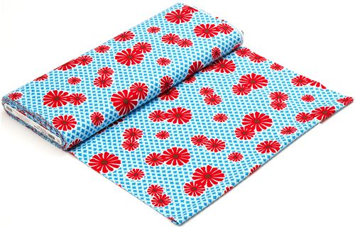 light blue flower organic fabric by Robert Kaufman 3