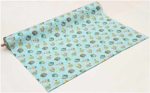 light blue globe fabric with stars by Kokka from Japan 3