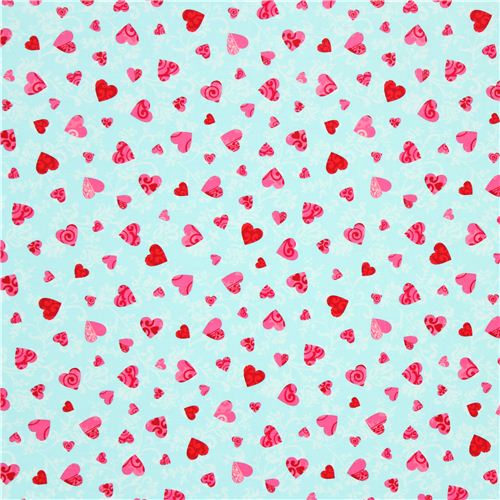 light blue hearts fabric by Robert Kaufman from the USA - Dots, Stripes ...