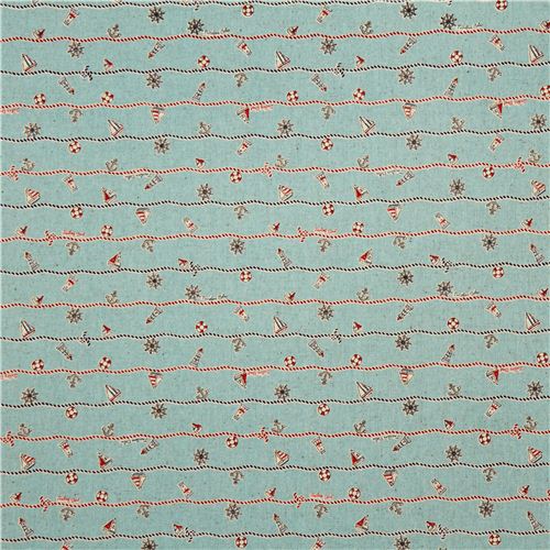 hellblauer maritimer Leinenstoff Anker Schiff Leuchtturm 2