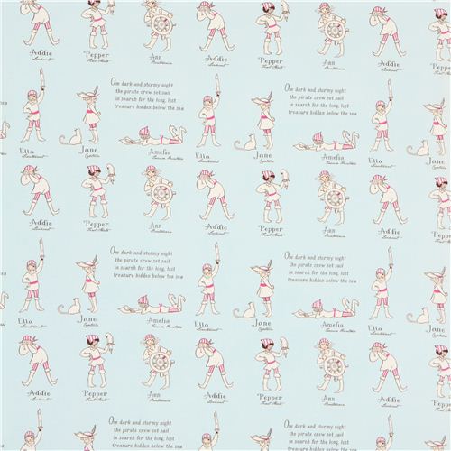 light blue maritime girls pirate fabric by Michael Miller 2