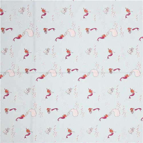 hellblauer maritimer Meerjungfrau Stoff von Michael Miller   2