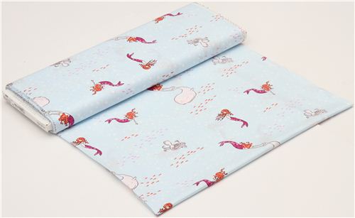 hellblauer maritimer Meerjungfrau Stoff von Michael Miller   3