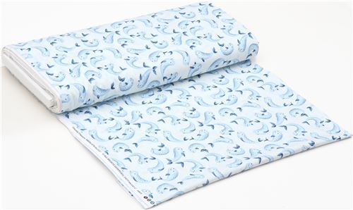 light blue narwhal fabric by Timeless Treasures - modeS4u