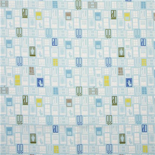 light blue organic fabric by monaluna with windows llama USA 2