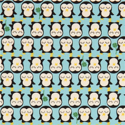 light blue penguin Kokka oxford fabric from Japan 2