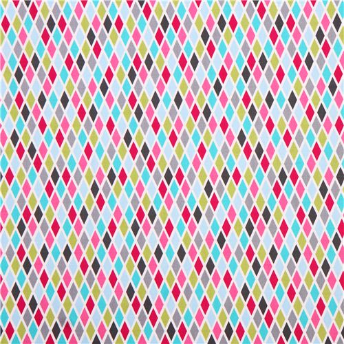light blue pink plaid checkerd grid fabric by Michael Miller 2