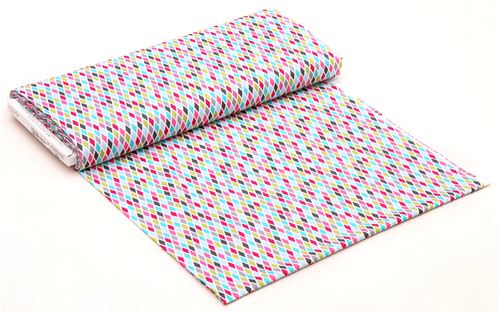 light blue pink plaid checkerd grid fabric by Michael Miller 3