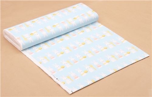 light blue rabbit Canvas fabric from Japan 3