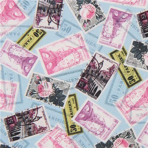 La Parisienne Retro Paris Stamp Letters Fabric by Michael Miller
