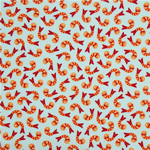 light blue shrimps animal fabric de Robert Kaufman USA 2