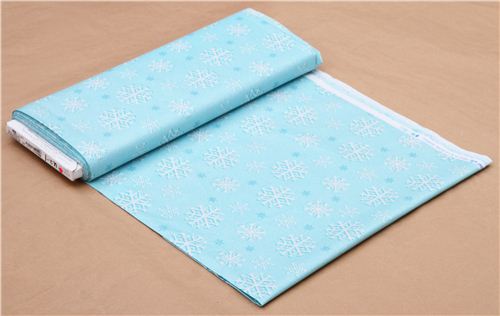 hellblau t�rkiser Snowfall Schneeflocken Winter Glitzer Stoff Michael Miller  4