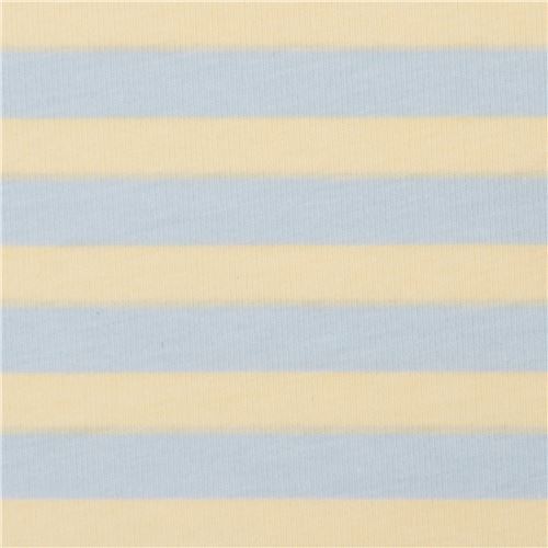 Tissu en jersey Robert Kaufman  rayures bleu clair et jaune clair Tissu