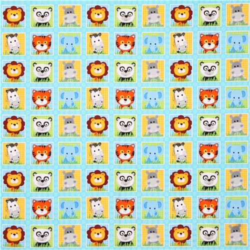 light blue zoo animal square fabric 'Wild Thing' Blank Quilting USA 2