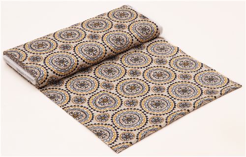 light brown fabric black grey brown flower by Michael Miller 3